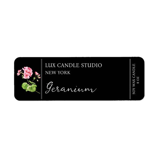 Geranium Candle Label (Vorne)