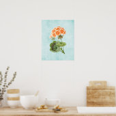 Geranium Illustration über das Alter von Denim Poster (Küche)