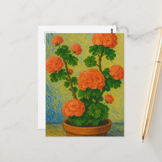 Geranium Postcard Postkarte (Vorderseite/Rückseite Beispiel)