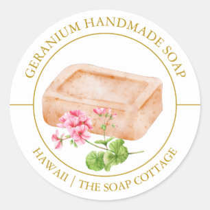 Geranium-Seifenetikett Runder Aufkleber
