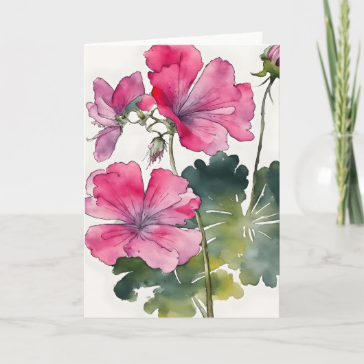 Geranium - Watercolor flowers Karte (Vorderseite)