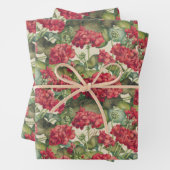 Geraniums Red Wrapping Paper Flat Sheet Set of 3 Geschenkpapier Set (Beispiel)