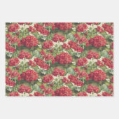 Geraniums Red Wrapping Paper Flat Sheet Set of 3 Geschenkpapier Set (Vorderseite)