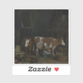 Gerard ter Borch - Eine Jungfrau melkt eine Kuh in Aufkleber (Blatt)