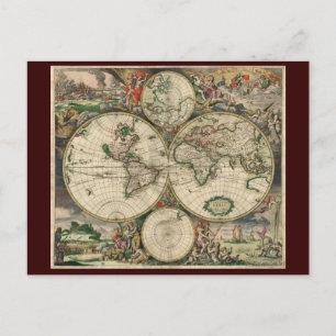 Gerard Van Schagens Weltkarte, 1689 Postkarte