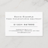 Geräte der Lebensmittelherstellung mit Foto des Be Visitenkarte (Rückseite)