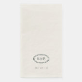 Geräucherte Fichte Klassisch Oval Monogramm Hochze Serviette (Vorderseite)