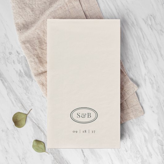 Geräucherte Fichte Klassisch Oval Monogramm Hochze Serviette