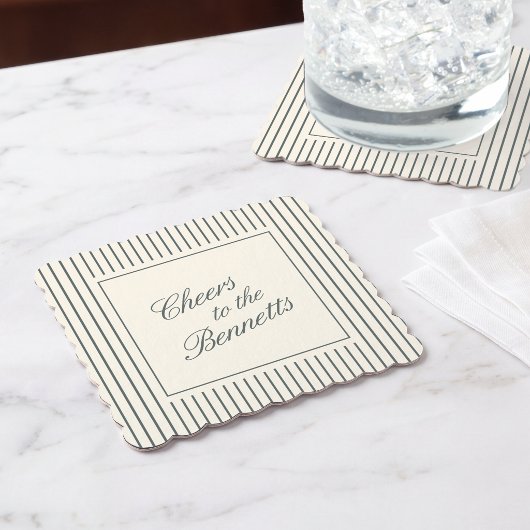 Geräucherte Fichte Klassische Schrift Hochzeit Untersetzer