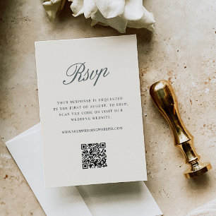 Geräucherter Fichten-Klassiker-Script-Hochzeits-QR Begleitkarte