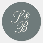Geräuchertes Fichten-Klassisch-Script-Monogramm-Ho Runder Aufkleber (Vorderseite)