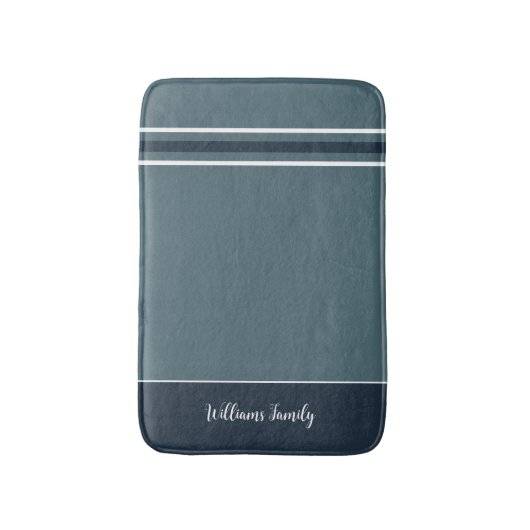 Geräumige Eleganz - Slate Blue Stripes Bath Mat Badematte (Vorderseite Vertikal)