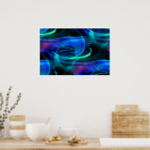 Geräumige Verzerrung in blauem Abstraktem Poster (Küche)