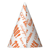 Geräumige Worte Orangefarbenes weißes Halloween-Pa Partyhütchen (Rückseite)