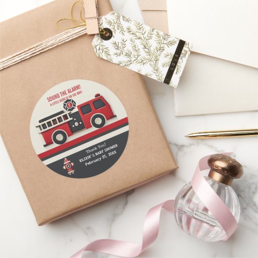 Geräusch der Minimalistischen Firefighter-Kinderdu Runder Aufkleber (Schenken)