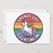 Geräusche, die mich in der LGBT-Fahne des einhorni Einladung (Vorderseite)