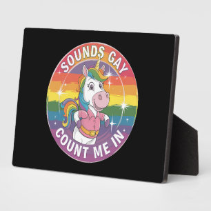 Geräusche, die mich in unicoron Rainbow LGBTQ zähl Fotoplatte