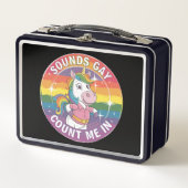 Geräusche, die mich in unicoron Rainbow LGBTQ zähl Metall Brotdose (Vorderseite)