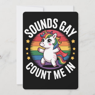 Geräusche zählen mich in Unicorn Rainbow LGBTQ Sto Einladung