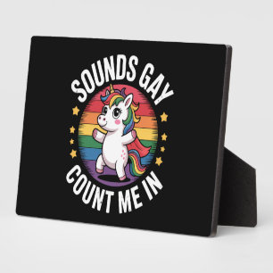 Geräusche zählen mich in Unicorn Rainbow LGBTQ Sto Fotoplatte