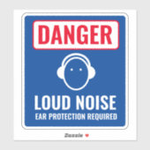 Geräuschgefahrenzeichen. Erforderlicher Ohrenschut Aufkleber (Blatt)