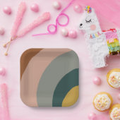 Geräuschwellen Minimales Muster in Boho Earth Tone Pappteller (Party)