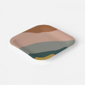 Geräuschwellen Minimales Muster in Boho Earth Tone Pappteller (Gewinkelt)