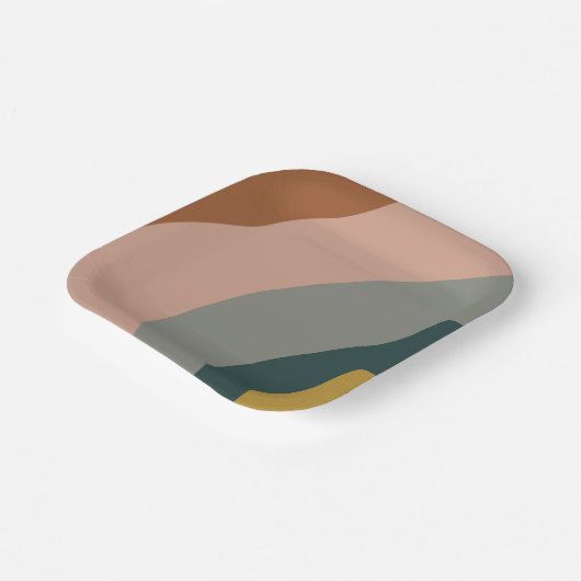Geräuschwellen Minimales Muster in Boho Earth Tone Pappteller (Gewinkelt)