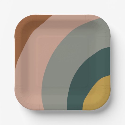 Geräuschwellen Minimales Muster in Boho Earth Tone Pappteller (Vorderseite)