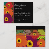 Gerber Daisies Plum Orange Aquamarin Red & Limon Visitenkarte (Vorne/Hinten)