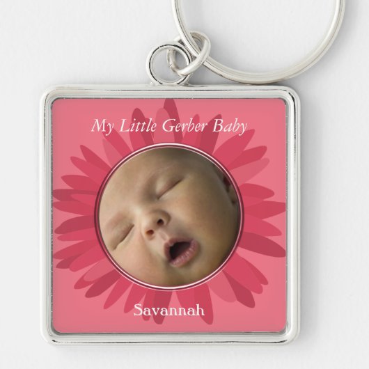 Gerber Daisy Baby Foto Key Chain Schlüsselanhänger (Vorne)