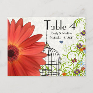 Gerber Daisy Bird Cage Blume Swirl Number Card Postkarte