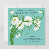 Gerber Daisy Blume w Turquoise Graduation Party Einladung (Vorderseite)