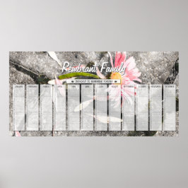 Gerber Daisy Custom Family Birthday Calendar Poster