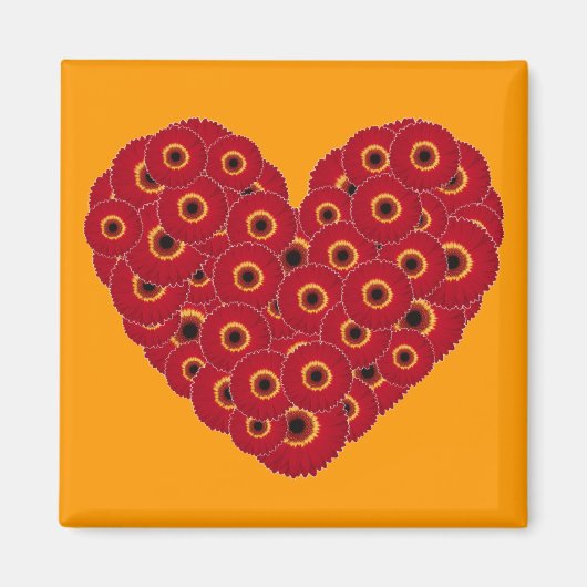 Gerber Daisy Heart Magnet (Vorne)