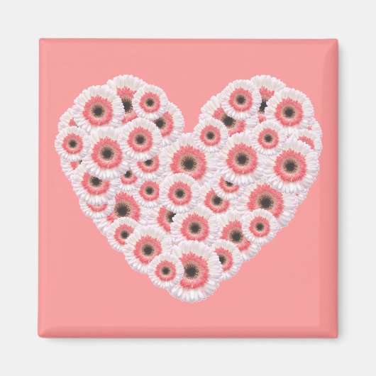 Gerber Daisy Heart Magnet (Vorne)