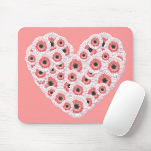 Gerber Daisy Heart Mousepad (Mit Mouse)