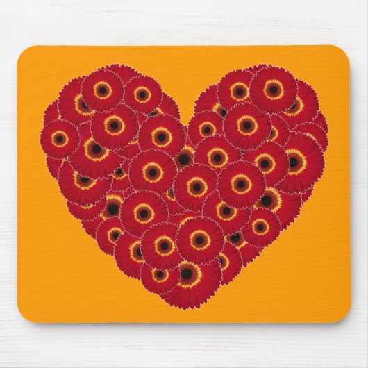 Gerber Daisy Heart Mousepad (Vorne)