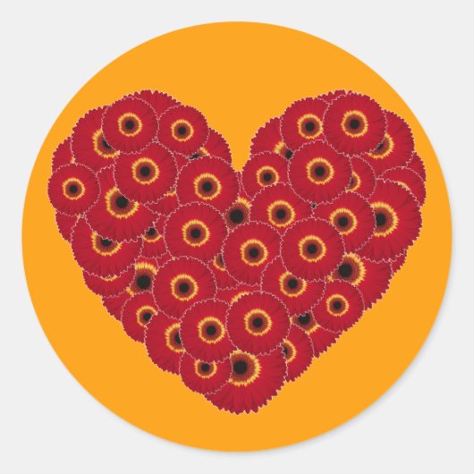 Gerber Daisy Heart Runder Aufkleber (Vorderseite)