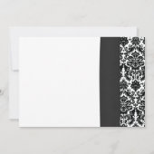 Gerber Daisy Pale Pink Schwarz-weiß Damask Wedding Einladung (Rückseite)
