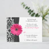Gerber Daisy Pink Black Damask Wedding UAWG Respon RSVP Karte (Stehend Vorderseite)