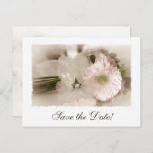 Gerber Daisy Pink Wedding Save the Date Postcard Ankündigungspostkarte (Vorne/Hinten)