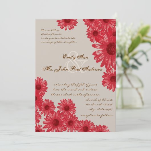 Gerber Daisy Wedding Einladungen (Stehend Vorderseite)