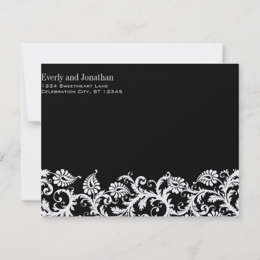 Gerber Fuchsia & Grey Paisley Save the Date (Rückseite)