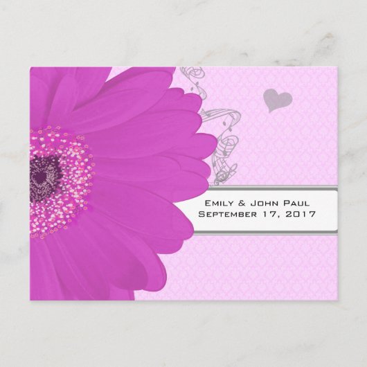 Gerber Fuchsia & Grey Paisley Save the Date Ankündigungspostkarte