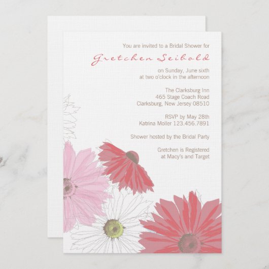 Gerber Gänseblümchen-Polterabend-Einladung Einladung (Vorne/Hinten)