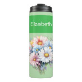 Gerbera Blume 6 Fotos benennen grün Thermosbecher (Vorderseite)