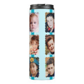 Gerbera Blume 6 Fotos blau Thermosbecher (Rückseite)