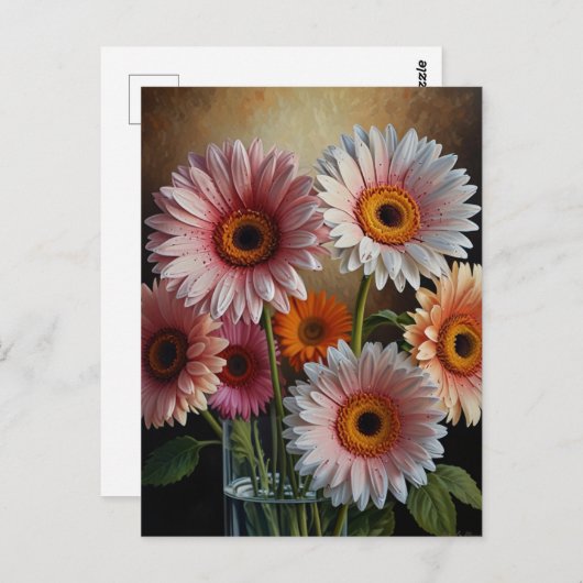 Gerbera-Blume Postkarte (Vorne/Hinten)