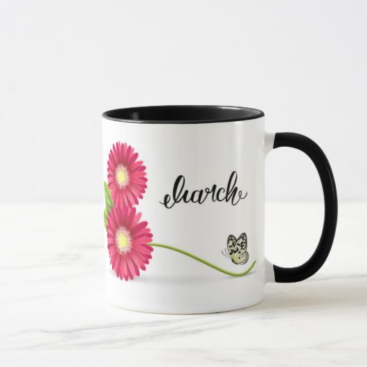 Gerbera Blume und Butterfly Tasse (Rechts)
